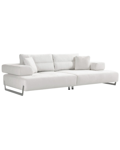 Pasargad Home Ravenna Faux Suede Sofa With Sliding Back & Armrests In White