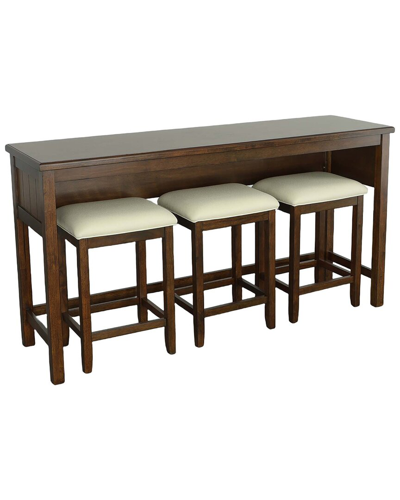 Progressive Furniture Counter Table With 3 Stools In Brown