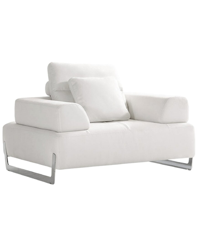 Pasargad Home Ravenna White Faux Suede Accent Chair With Sliding Backrest &  Armrest