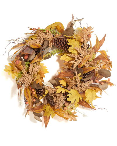 Safavieh Faux 30in Oakleaf & Eucalyptus Wreath In Yellow