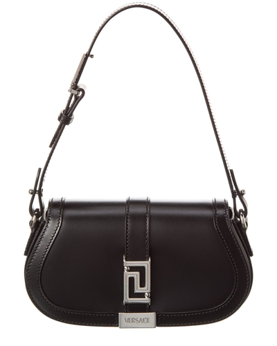 Versace Greca Goddess Mini Leather Shoulder Bag In Black