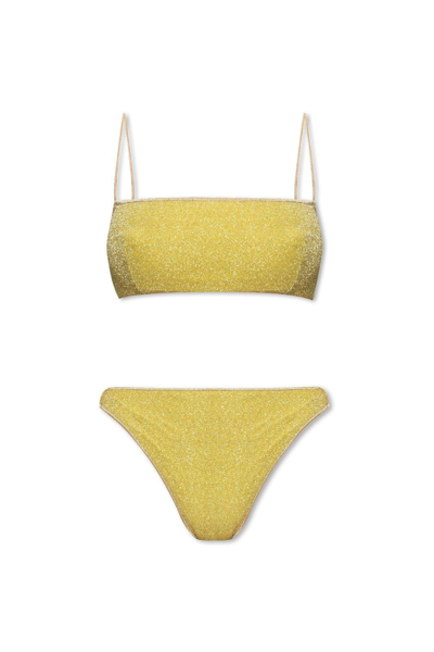 Oseree Oséree Lumière Glitter Effect Bikini Set In Citron