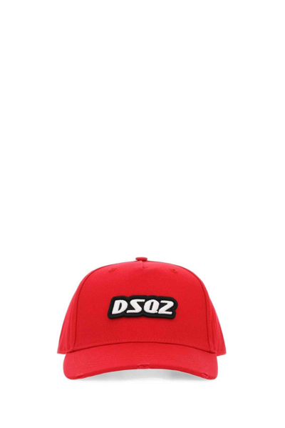Dsquared2 Logo-embroidered Distressed Baseball Cap In Red