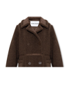 Stand Studio Double-breasted Faux-fur Jacket In Ebony Brown/ebony Brown