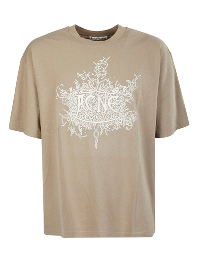 Acne Studios Logo-print Cotton T-shirt In Dark Beige