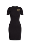 Versace Jeans Couture Cotton Blend Logo Jersey Tee Dress In Black