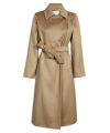 Max Mara Waist Belted Long Sleeve Coat In Cammello