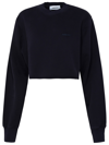 Ambush Distressed Crew Neck Cropped Sweatshirt In Navy