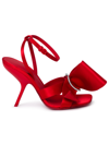 FERRAGAMO HELENA RED SATIN SANDALS