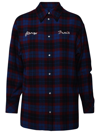 KENZO BLUE AND RED WOOL BLEND SHIRT
