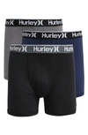 Hurley Assorted 3-pack Boxer Briefs In Navy/ Grey