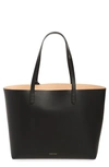 Mansur Gavriel Large Leather Tote In Black/ Ballerina