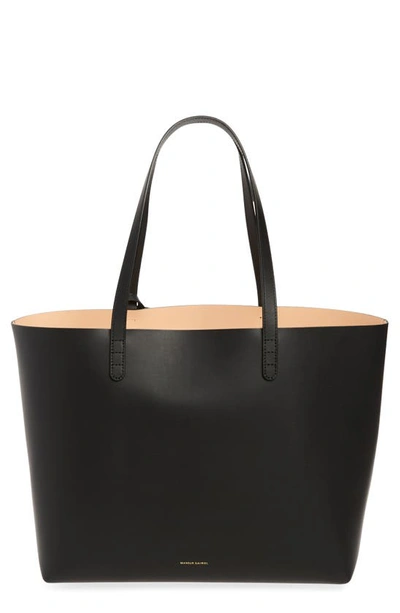 Mansur Gavriel Large Leather Tote In Black/ Ballerina