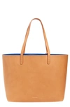 Mansur Gavriel Large Leather Tote In Cammello/ Royal