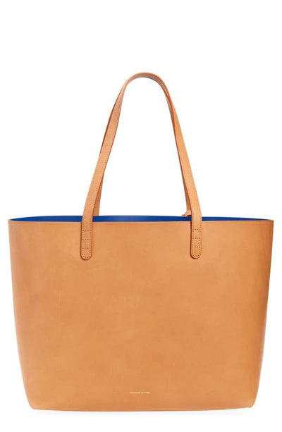 Mansur Gavriel Large Leather Tote In Cammello/ Royal