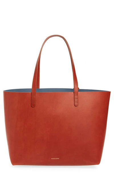 Mansur Gavriel Large Leather Tote In Brandy/ Avion