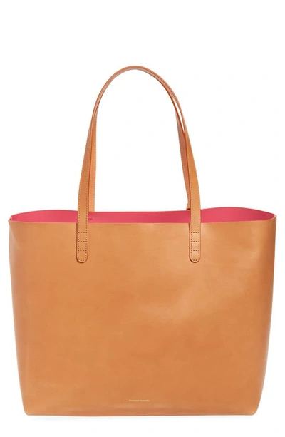 Mansur Gavriel Large Leather Tote In Cammello/ Dolly
