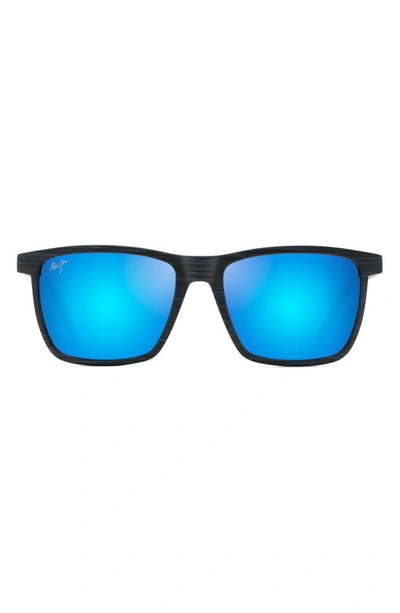 Maui Jim One Way 55mm Polarizedplus2® Rectangular Sunglasses In Blue/blue Polarized Gradient