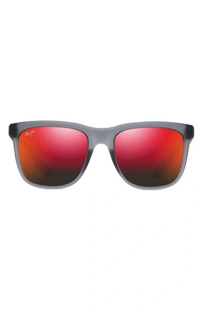 Maui Jim Pehu 55mm Polarizedplus2® Square Sunglasses In Translucent Matte Grey