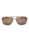 Maui Jim Mikioi 54mm Polarizedplus2® Aviator Sunglasses In Satin Sepia
