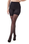 Spanx Micro-fishnet Mid-thigh Shaping Tights In Very Black