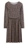Boden Abigail Long Sleeve Jersey Dress In Camel Animal Stamp