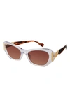 Coco And Breezy Clover 55mm Rectangular Sunglasses In Crystal/ Brown