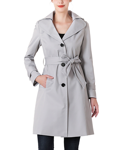 Kimi & Kai Women's Adel Water-resistant Hooded Trench Coat In Gray