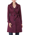 Kimi & Kai Adel Hooded Trench Coat In Burgundy