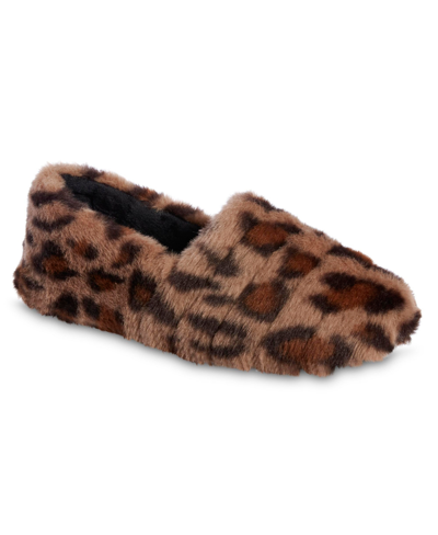 Isotoner Signature Women's Memory Foam Shay Faux Fur A-line Slip On Comfort Slippers In Cheetah