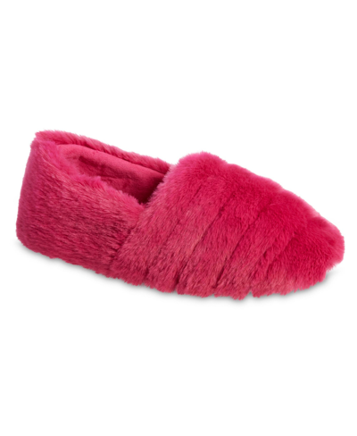 Isotoner Signature Women's Memory Foam Shay Faux Fur A-line Slip On Comfort Slippers In Very Berry