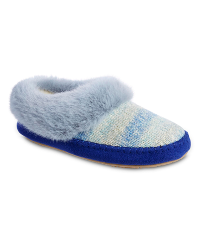 Isotoner Signature Women's Memory Foam Marni Knit Bootie Comfort Slippers In Blue Note