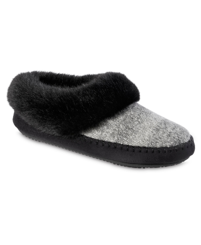Isotoner Signature Women's Memory Foam Marni Knit Bootie Comfort Slippers In Black
