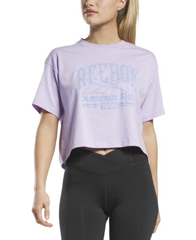 Reebok Women's Cotton Summer Graphic Relaxed T-shirt In Purple Oasis