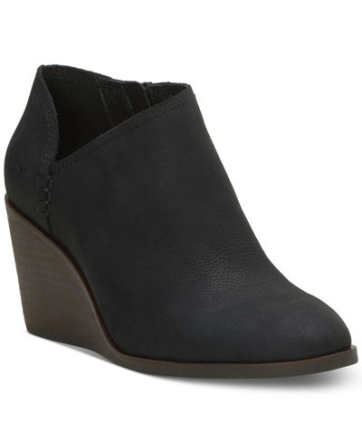 Lucky Brand Women's Zemlin Wedge Booties In Black Leather