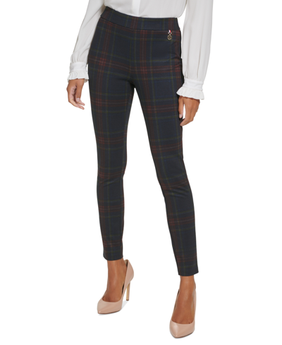 Tommy Hilfiger Women's Plaid High-rise Pull-on Skinny Pants In Red Multi