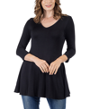 24SEVEN COMFORT APPAREL WOMEN'S THREE QUARTER SLEEVE V-NECK TUNIC TOP