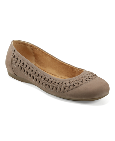 Earth Women's Jett Woven Round Toe Slip-on Dress Flats In Taupe Leather