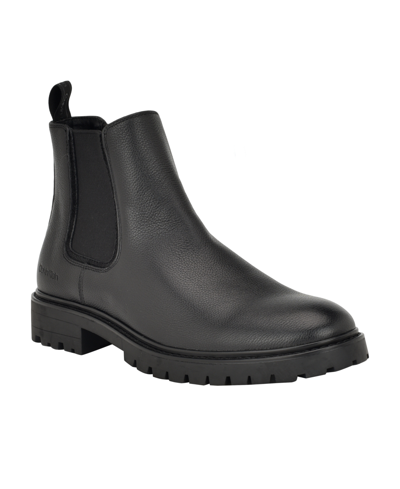 Calvin Klein Men's Letrel Almond Toe Lug Sole Booties In Black