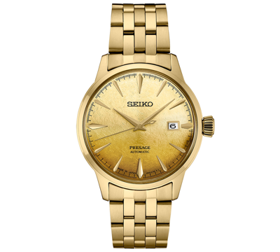 Seiko Men's Automatic Presage Cocktail Time Gold-tone Stainless Steel Bracelet Watch 41mm In Gilt