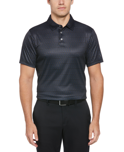 Pga Tour Men's Athletic-fit Regimental Golf-print Performance Golf Polo Shirt In Caviar