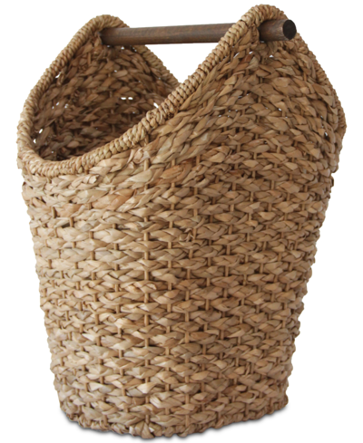 3r Studio Braided Oval Tissue Basket With Wood Handle In Brown
