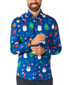 OPPOSUITS MEN'S LONG-SLEEVE BLUE FESTIVITY SHIRT