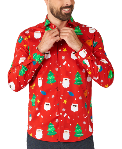 Opposuits Men's Long-sleeve Red Festivity Shirt