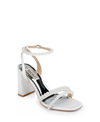 BADGLEY MISCHKA WOMEN'S FEISTY PEARL DETAIL BLOCK HEEL EVENING SANDALS