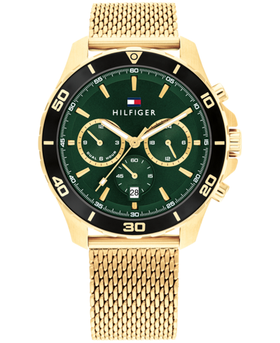 Tommy Hilfiger Men's Multifunction Gold-tone Stainless Steel Mesh Watch 43mm