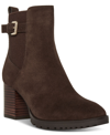 Aqua College Tatum Womens Leather Pointed Toe Booties In Java Suede