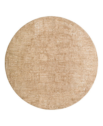 Surya Masterpiece High-low Mpc-2300 5'3" X 5'3" Round Area Rug In Tan/beige