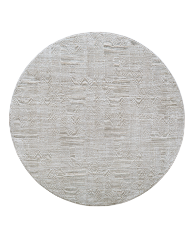 Surya Masterpiece High-low Mpc-2310 5'3" X 5'3" Round Area Rug In Taupe