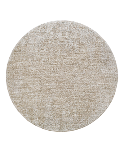 Surya Masterpiece High-low Mpc-2322 6'7" X 6'7" Round Area Rug In Taupe